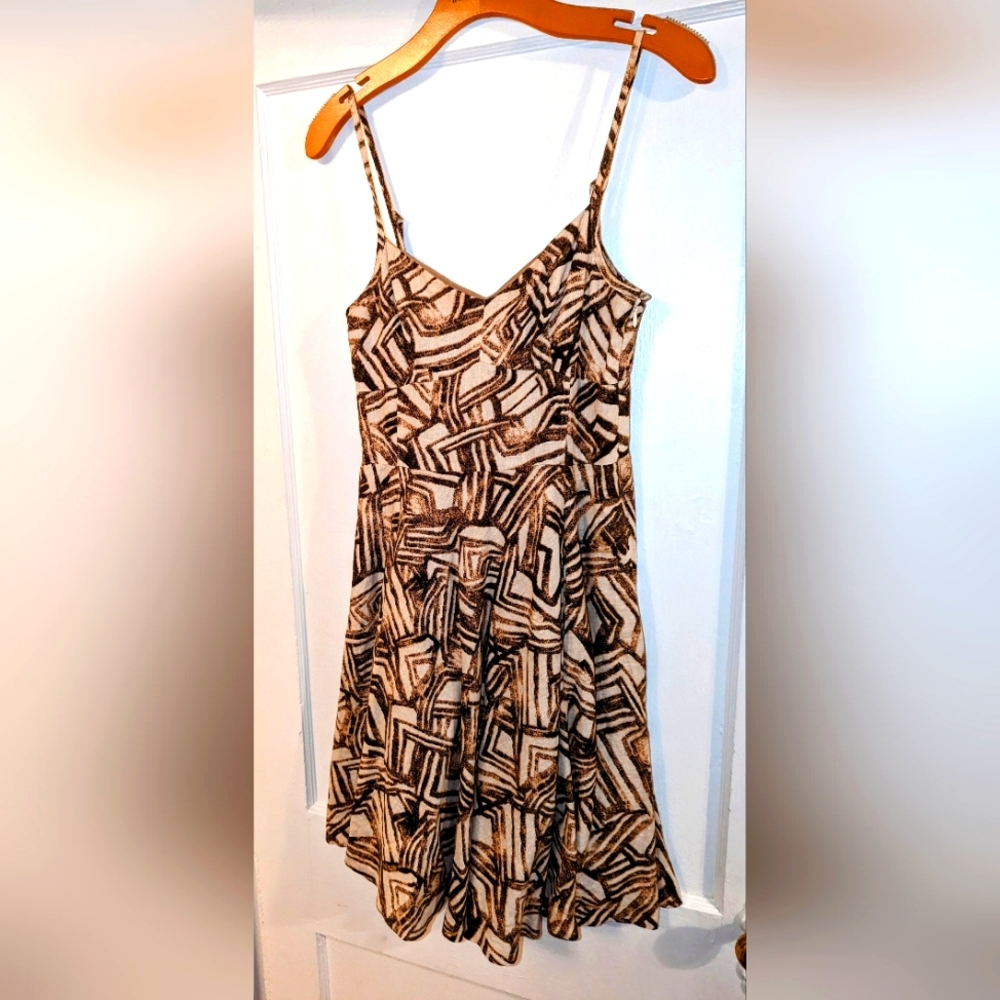 Banana Republic Brown Geometric Linen Dress